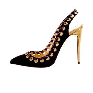 Black Ostri sling back Christian Louboutin.